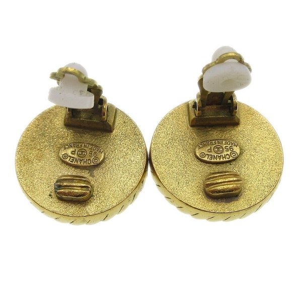 Auth Chanel Button Earrings Clip-On Black - Picture 5 of 5